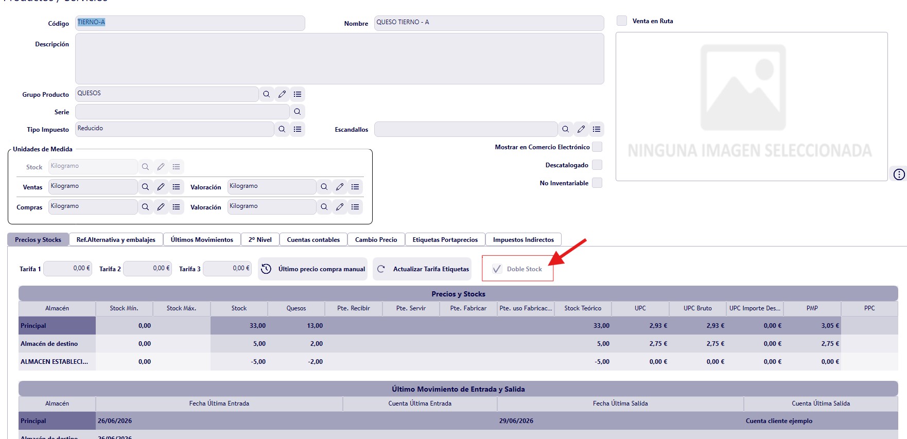 Productos con Doble Stock — Control de stock secundario