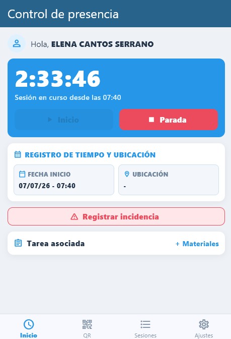 App nubbix Registro de Sesiones
